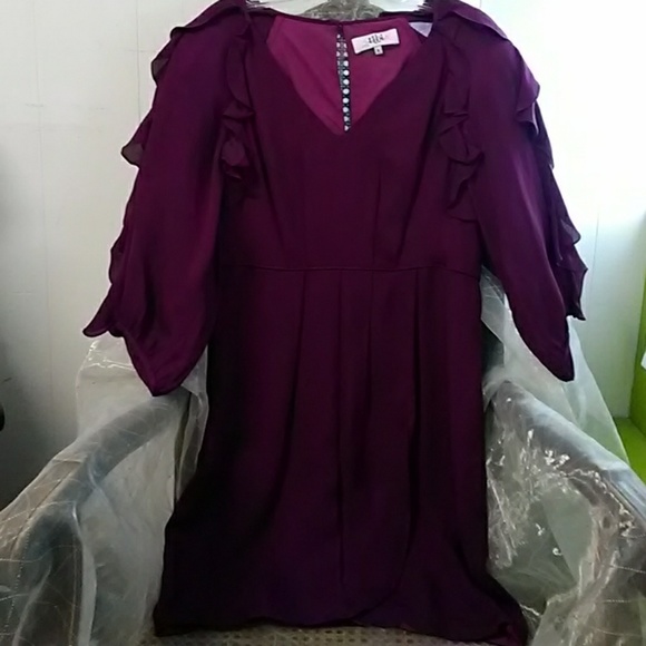 tibi New York plum silk V-neck dress size 8